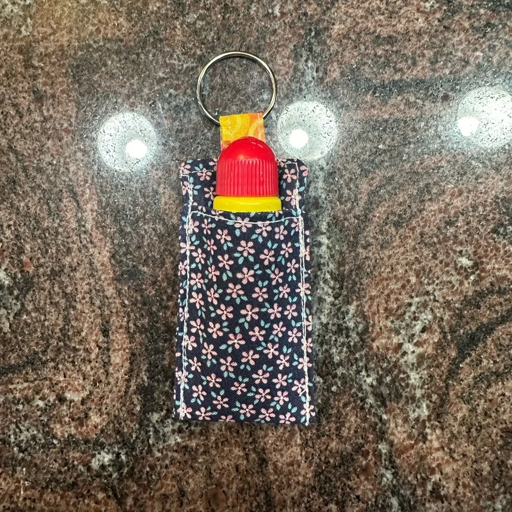 Handmade lip balm holder keychain- floral print